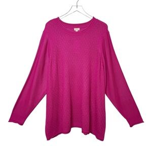 LOGO by Lori Goldstein Fuchsia Textured Women’s Roll Collar Sweater Sz 3x